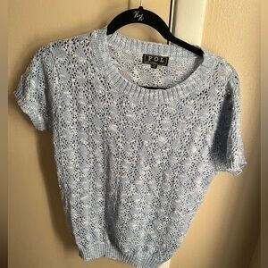 NWOT POL Sky Blue Lace Knit Top